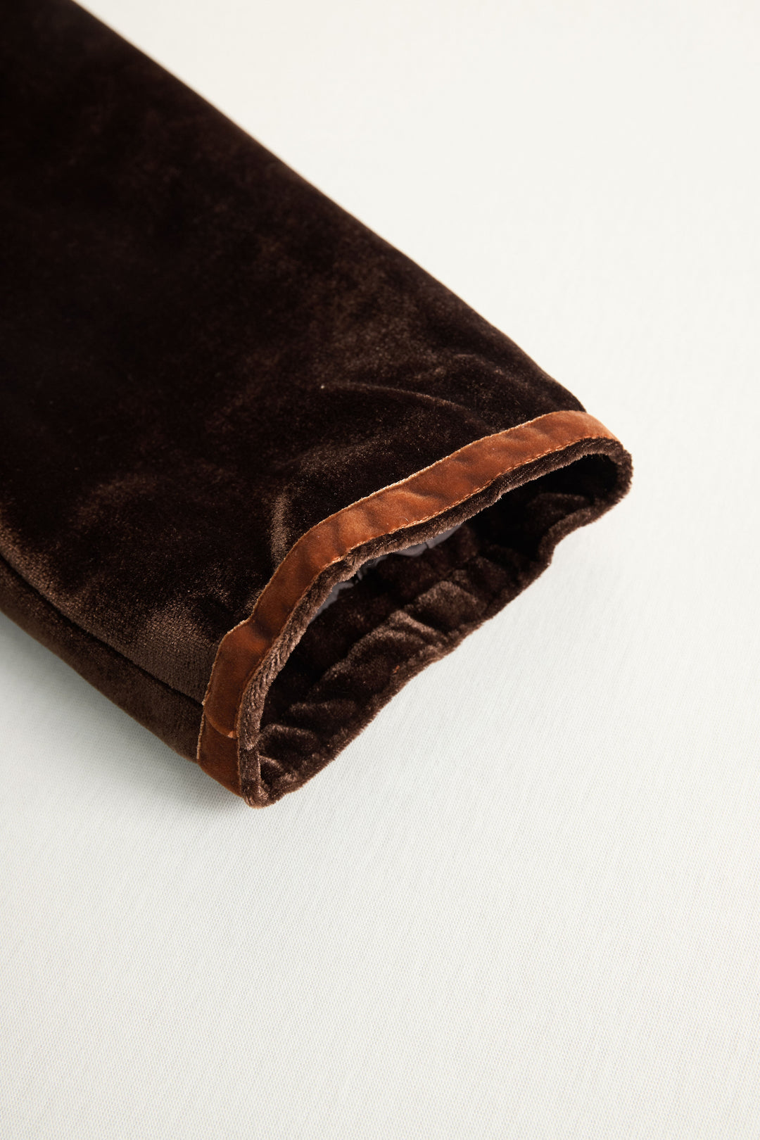 Brown Velvet Colour-Block Lapel Coat with Pockets