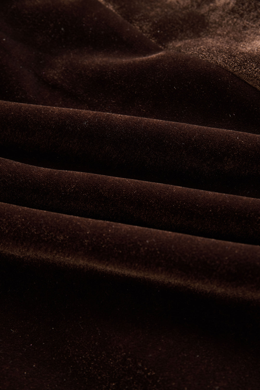 Brown Velvet Colour-Block Lapel Coat with Pockets
