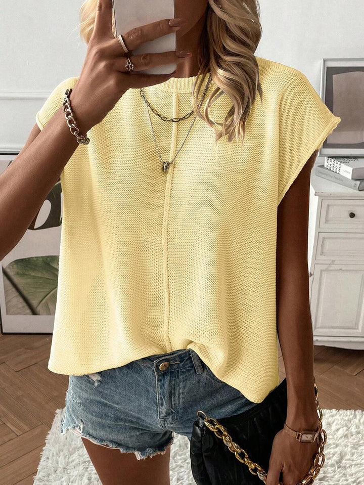 Adalynn | Cap Sleeve Knit Top Oversized Round Neck Everyday Layer