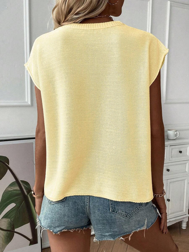 Adalynn | Cap Sleeve Knit Top Oversized Round Neck Everyday Layer