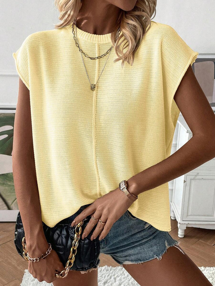 Adalynn | Cap Sleeve Knit Top Oversized Round Neck Everyday Layer