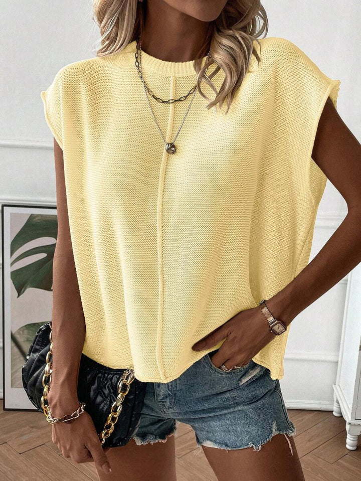 Adalynn | Cap Sleeve Knit Top Oversized Round Neck Everyday Layer