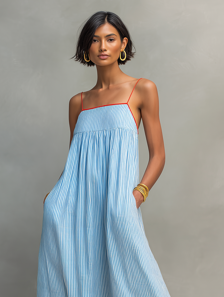 Women's Minimalist Striped Maxi Dress