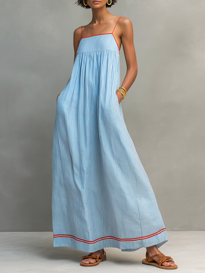 Women's Minimalist Striped Maxi Dress