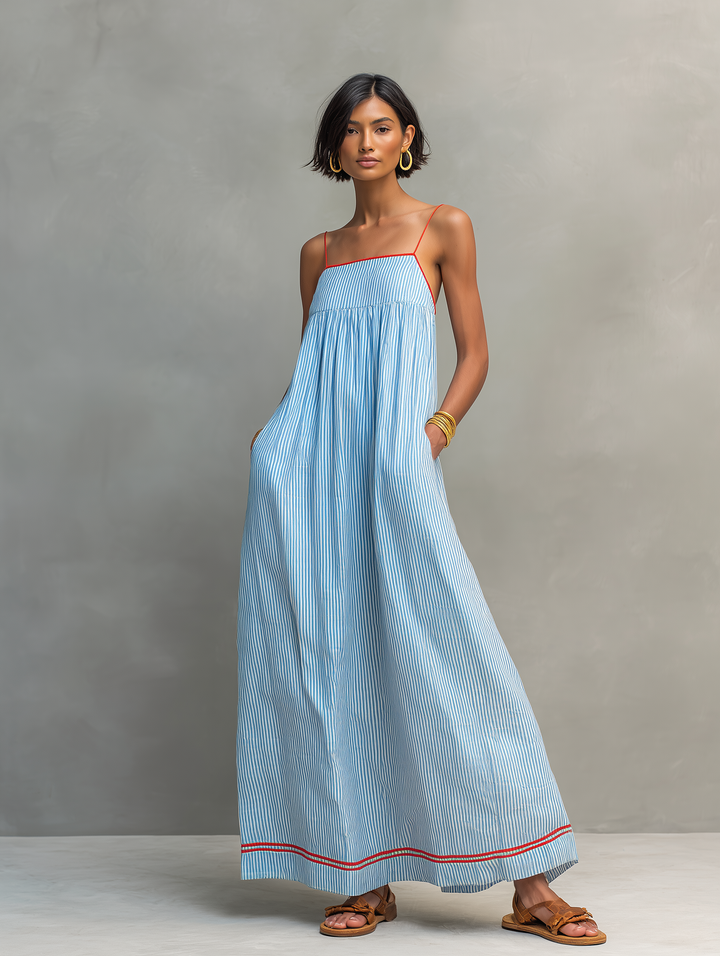 Women's Minimalist Striped Maxi Dress