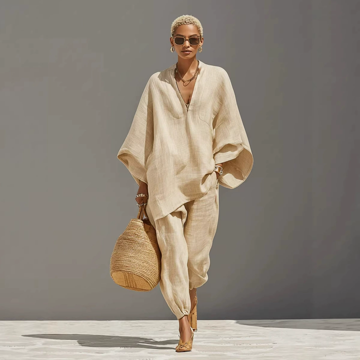 Batwing Sleeve V-Neck Lounge Set