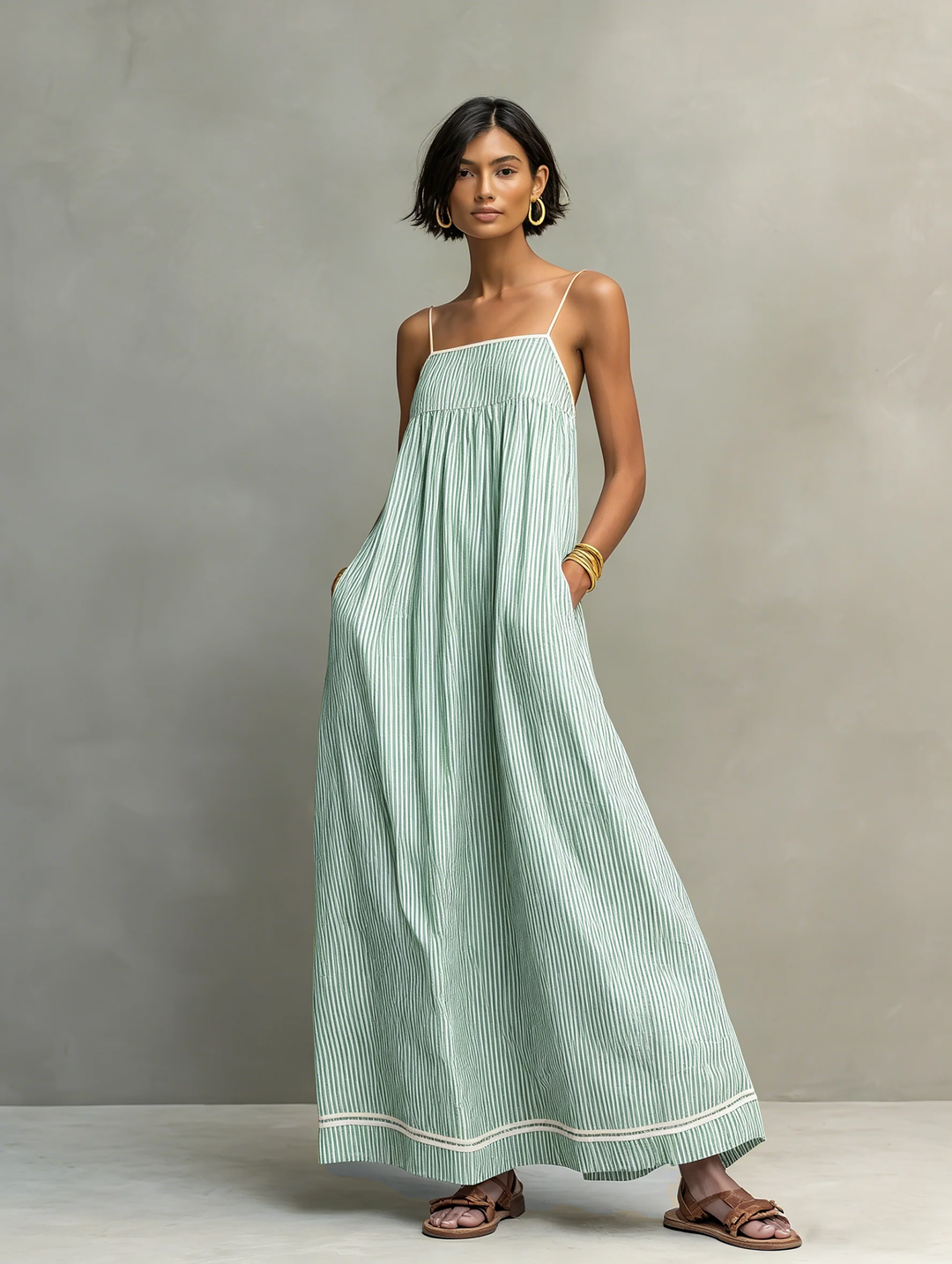 Women's Minimalist Striped Maxi Dress