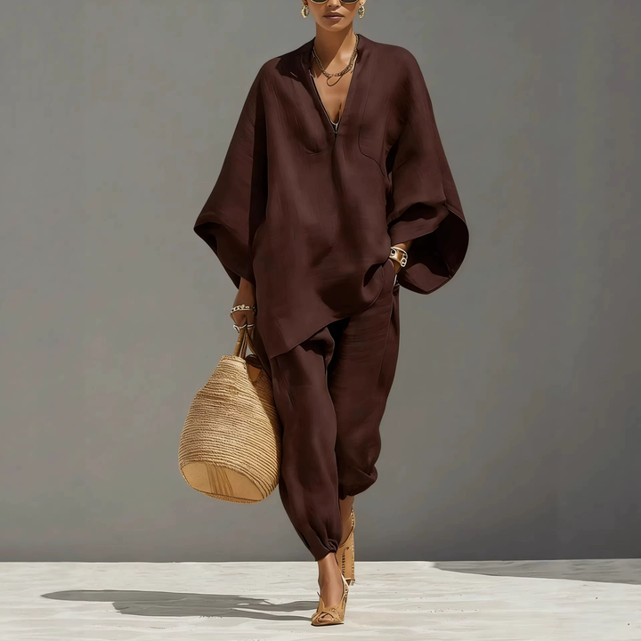 Batwing Sleeve V-Neck Lounge Set