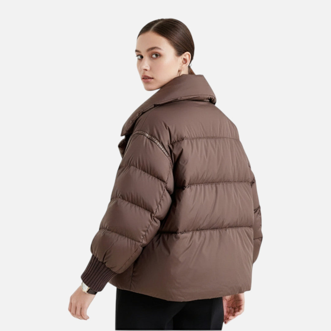 Women's Down Puffer Jacket with Oversized Collar