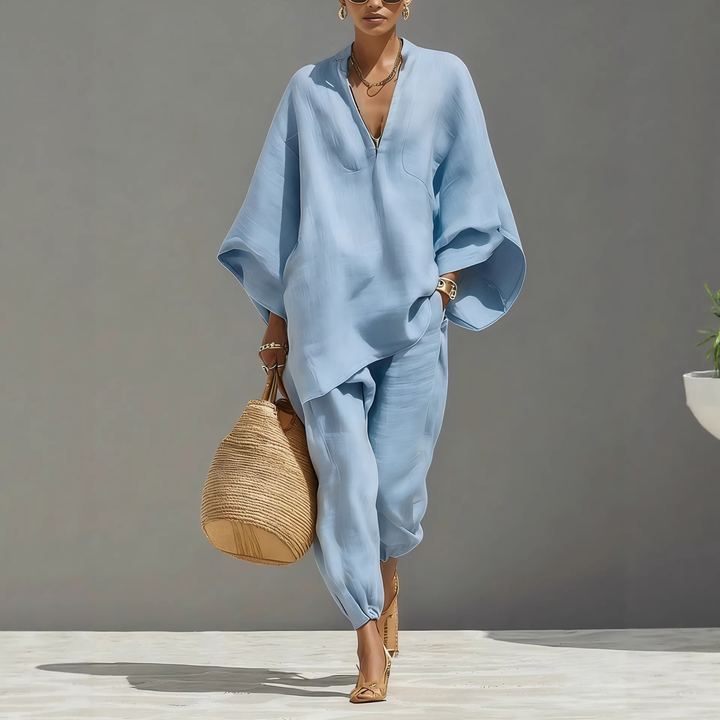Batwing Sleeve V-Neck Lounge Set