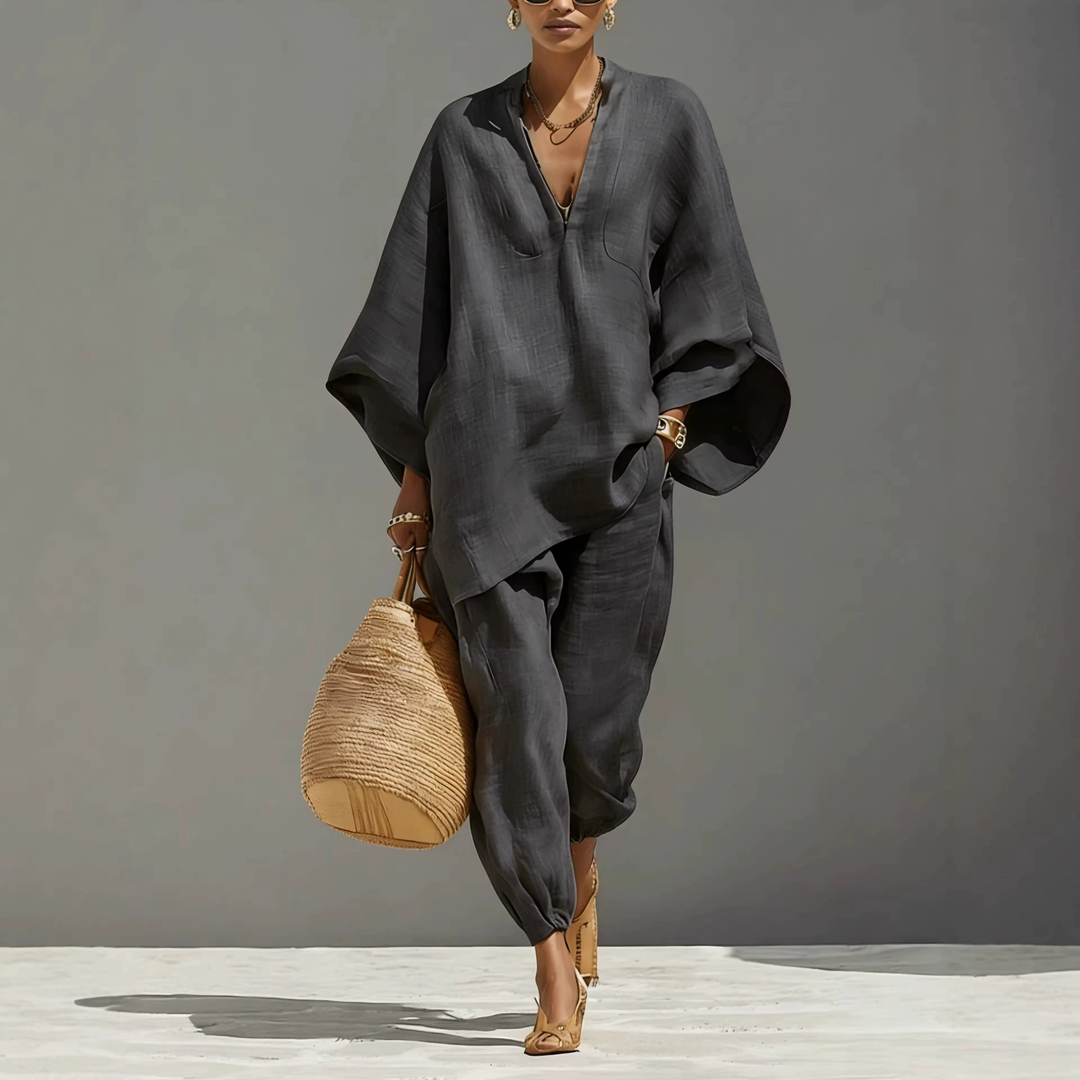 Batwing Sleeve V-Neck Lounge Set