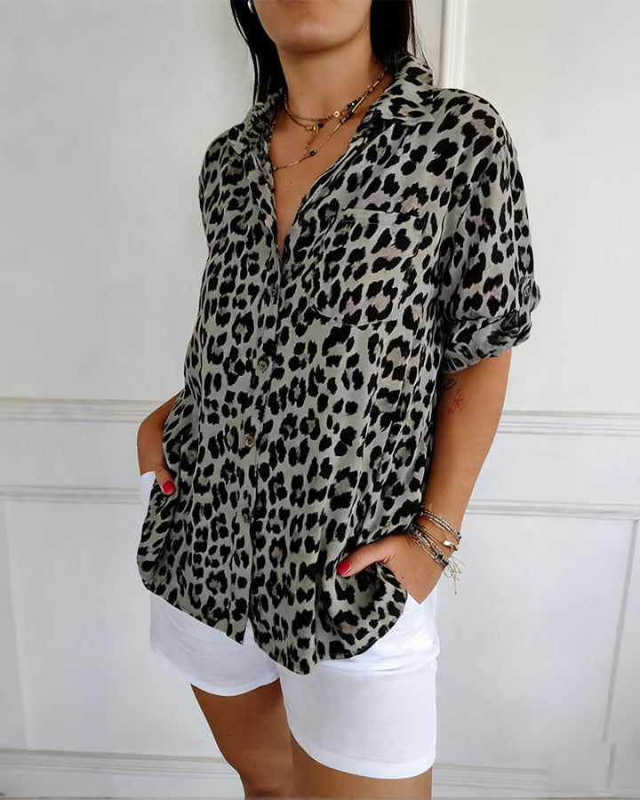 Susan | Fashion Blouses with Leopard Print
