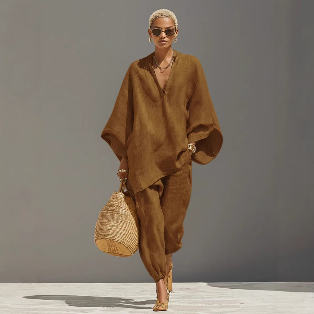 Batwing Sleeve V-Neck Lounge Set