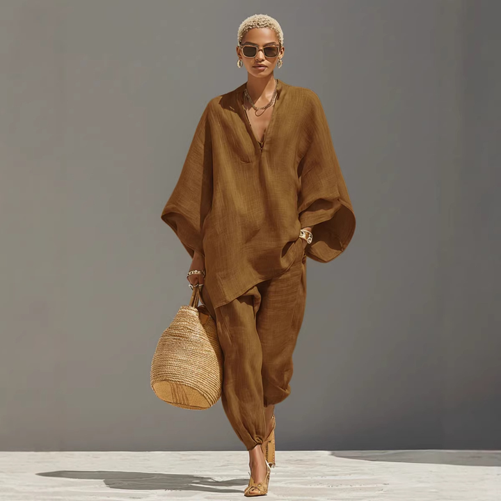 Batwing Sleeve V-Neck Lounge Set