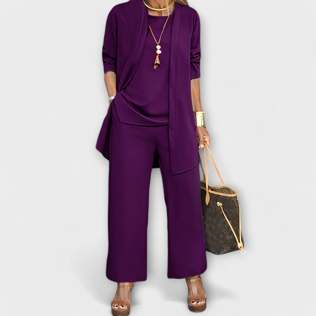 Women's 3-Piece Set with Wide Leg for Everyday Wear
