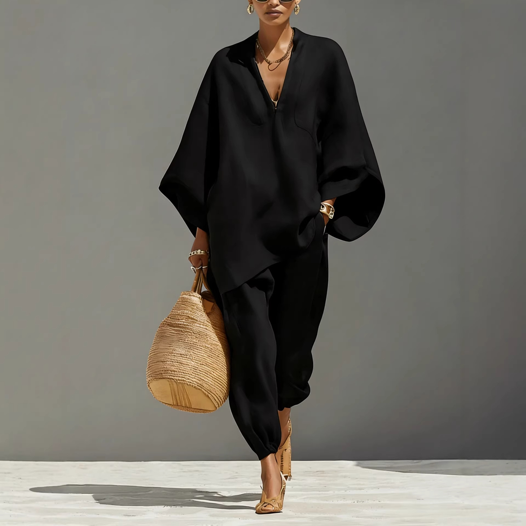 Batwing Sleeve V-Neck Lounge Set