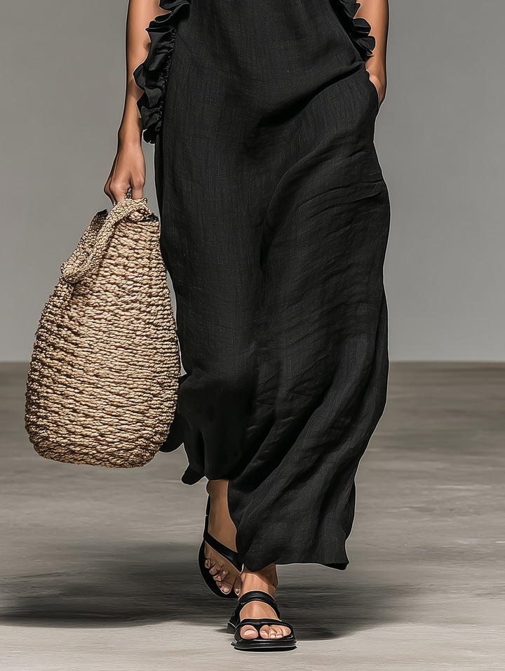 Women's Minimalist Linen-blend Sleeveless Maxi Dress