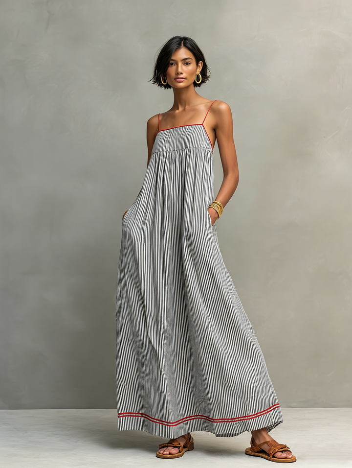 Women's Minimalist Striped Maxi Dress