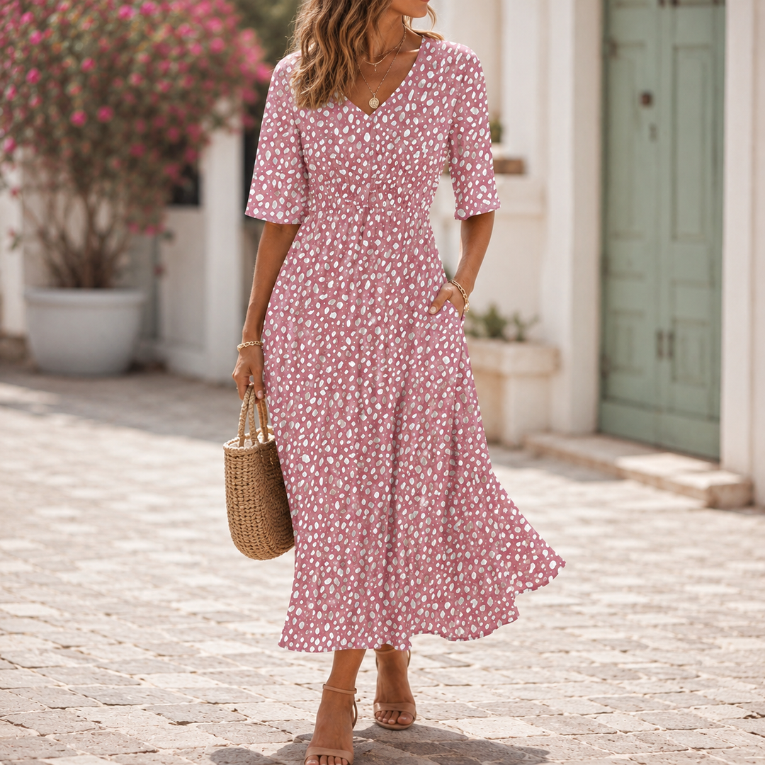 Tess™ | Elegant Midi Dress with Tummy-Contouring Design
