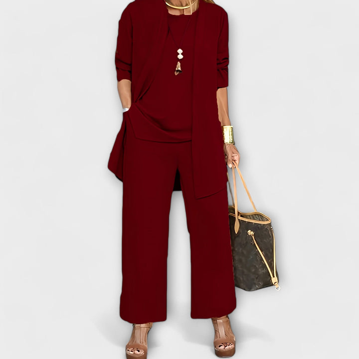 Women's 3-Piece Set with Wide Leg for Everyday Wear