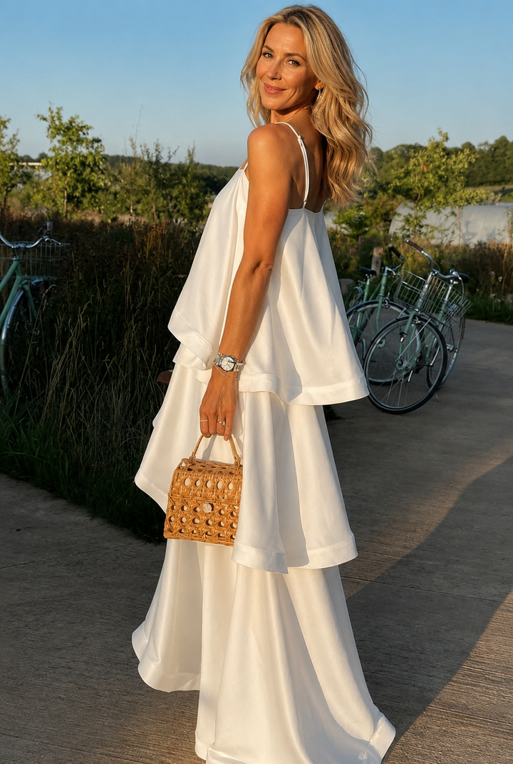 Mia | Women's Elegant Satin Open Back Maxi Dress
