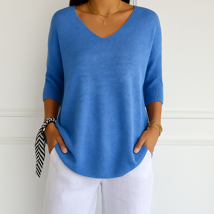 Clara | Women V Neck Short Sleeve Sweater