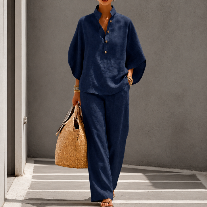 Women's Two-Piece Set with Wide-Leg Trousers