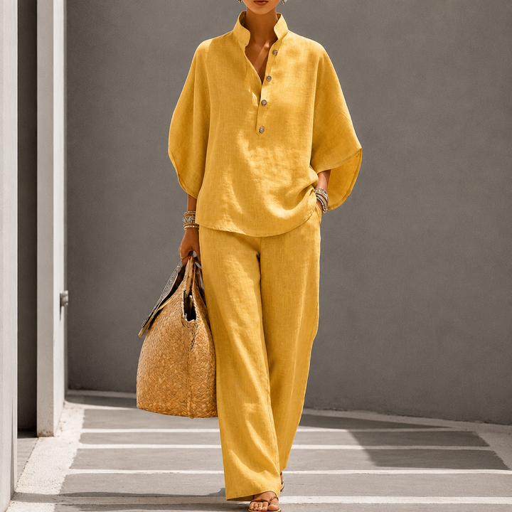 Women's Two-Piece Set with Wide-Leg Trousers