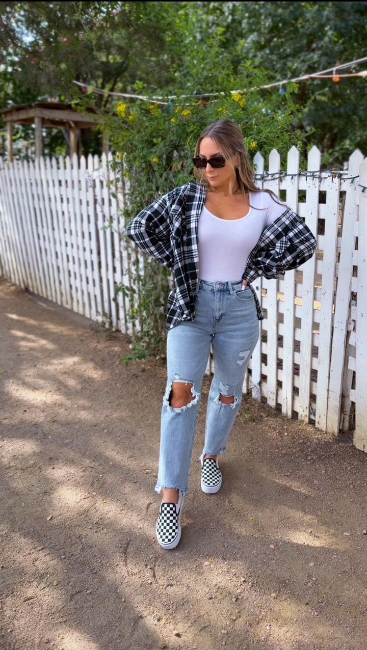 Laylie Plaid Flannel – Oversized Long Sleeve