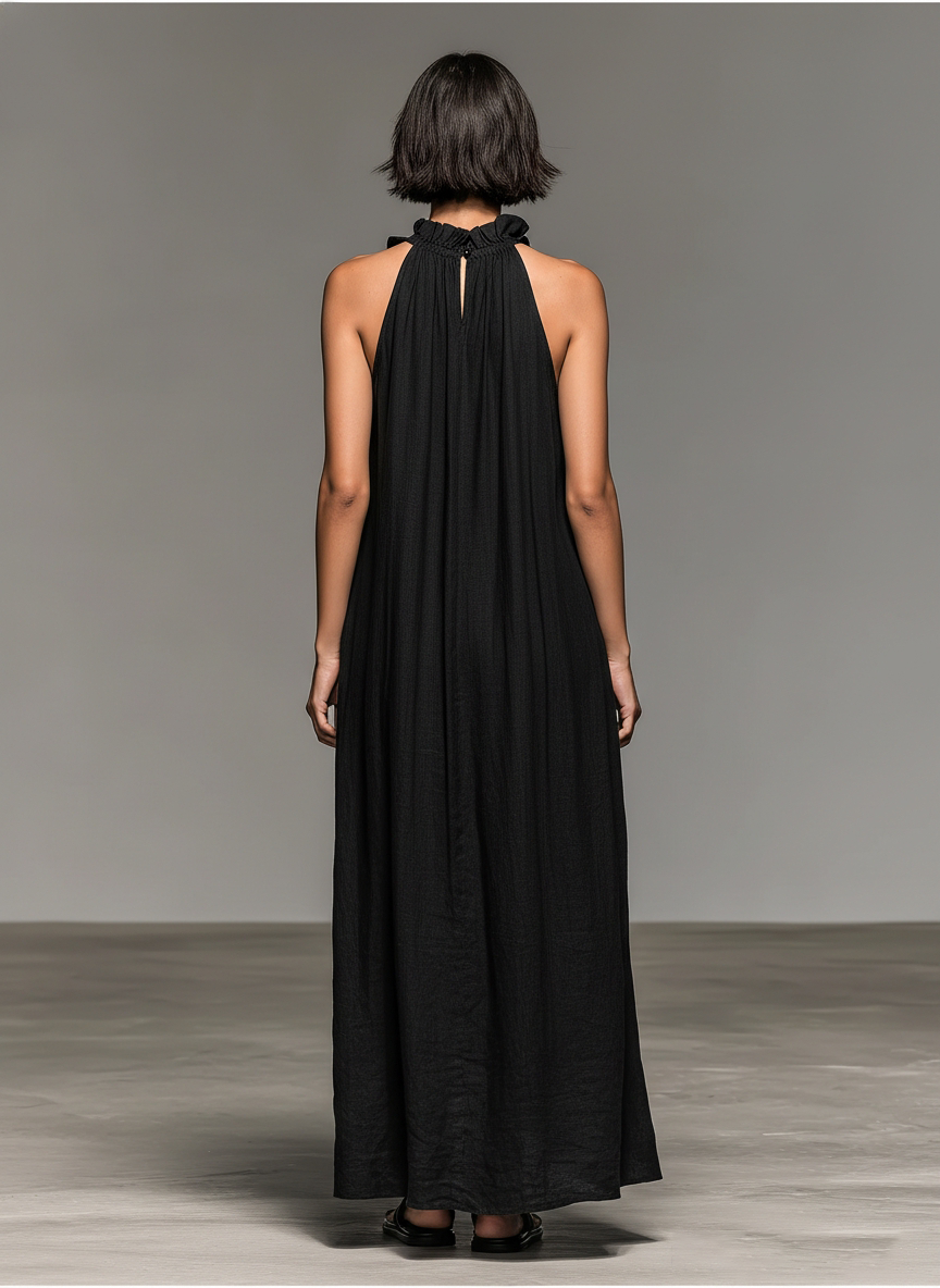 Women's Minimalist Linen-blend Sleeveless Maxi Dress