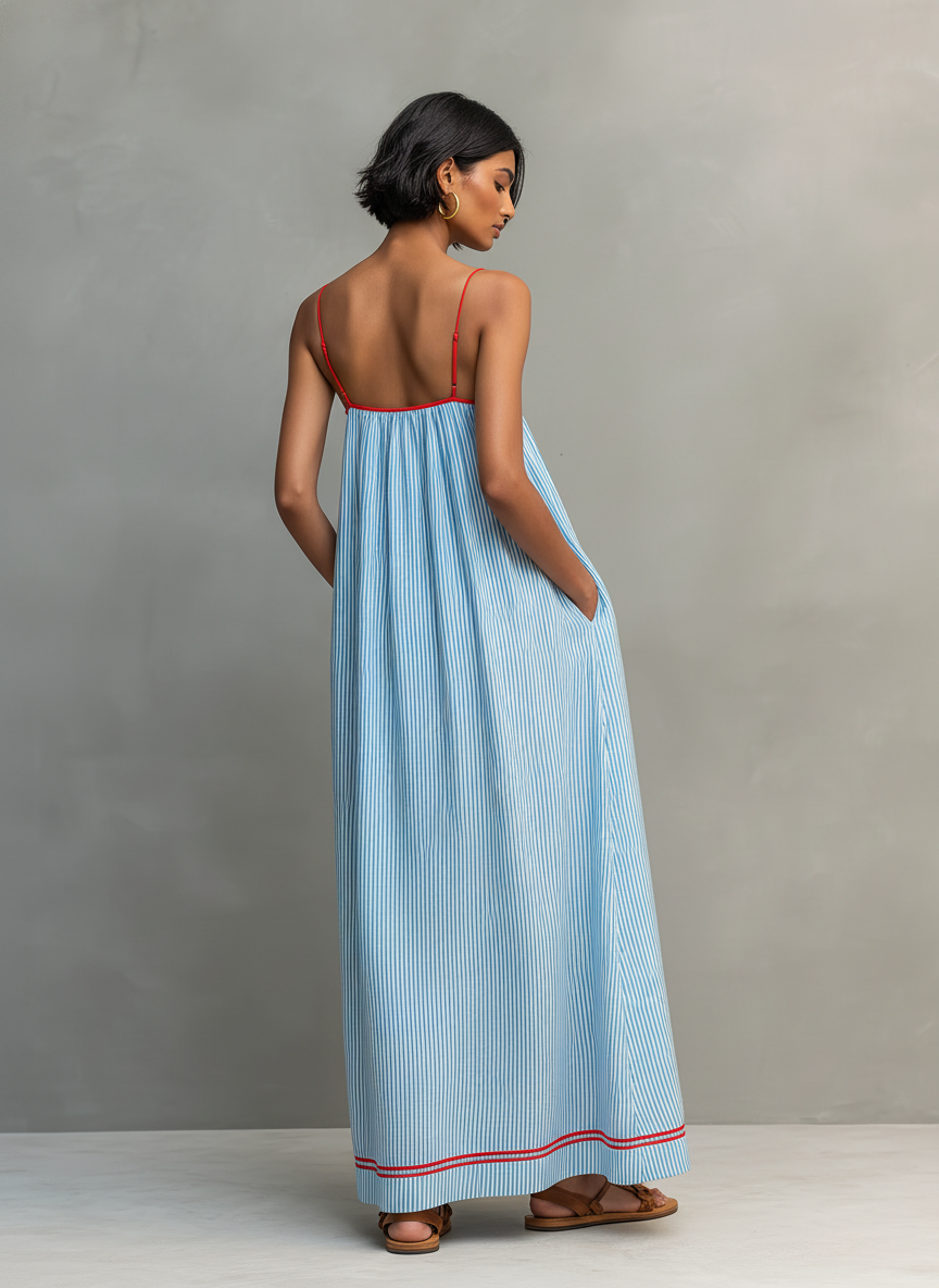 Women's Minimalist Striped Maxi Dress