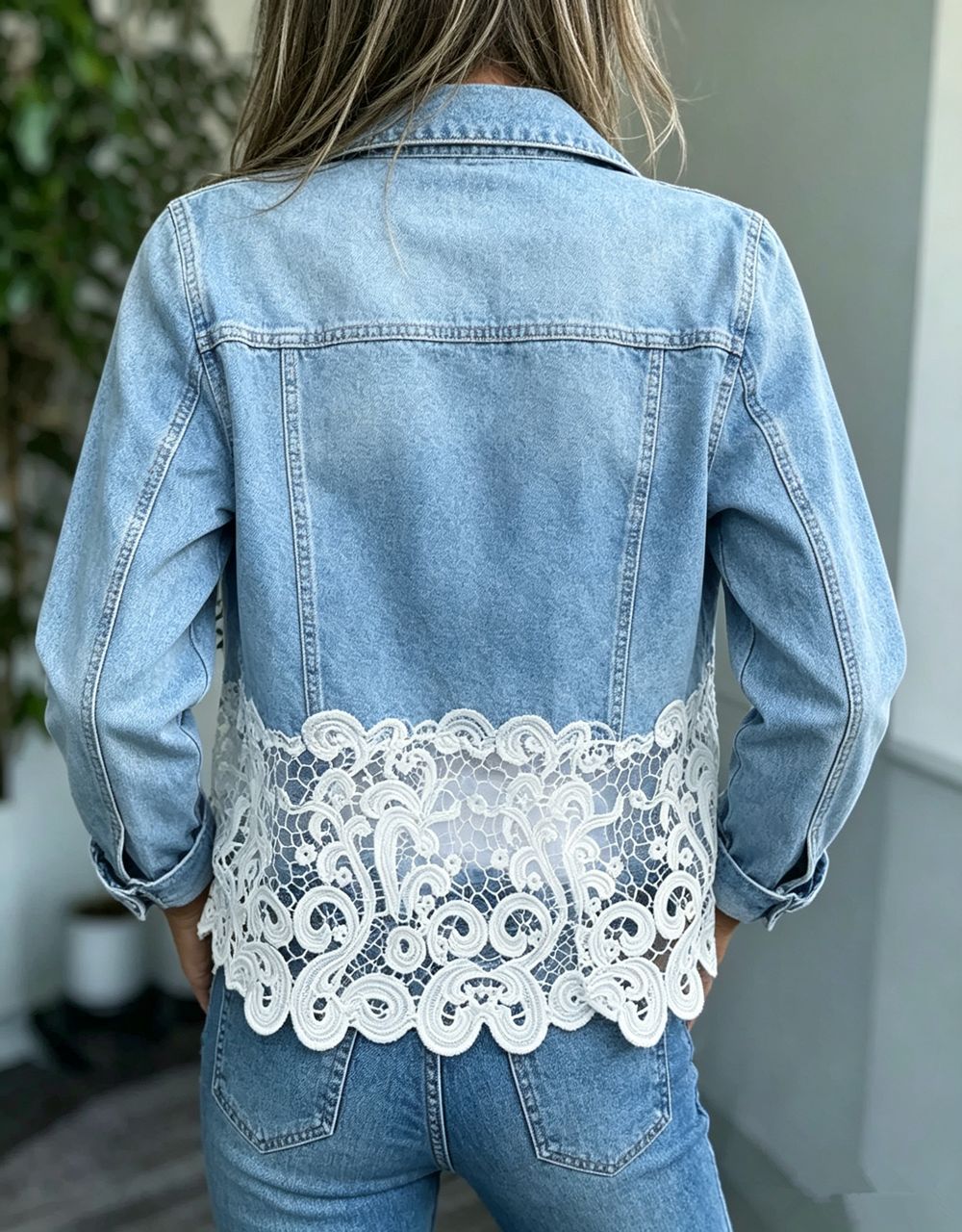 Delphine™ | Boho Lace Trim Denim Jacket with Tassels