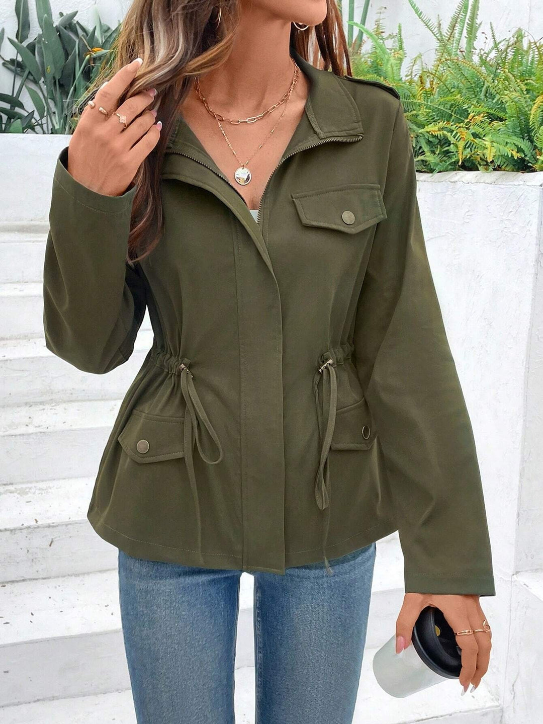 Camille™ | Lightweight Utility Jacket with Drawstring Waist