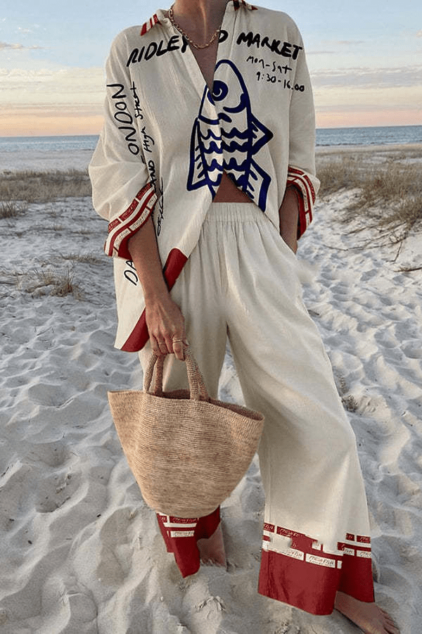 Linda | Elegant Printed Loose Fit Two Piece Summer Set