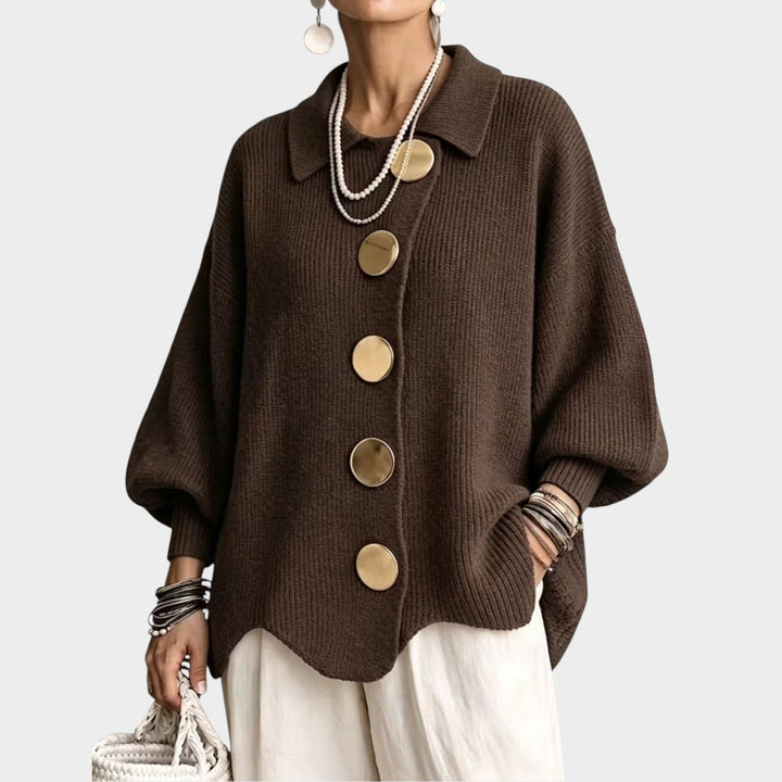 Women's Knit Cardigan Gold Button Oversized