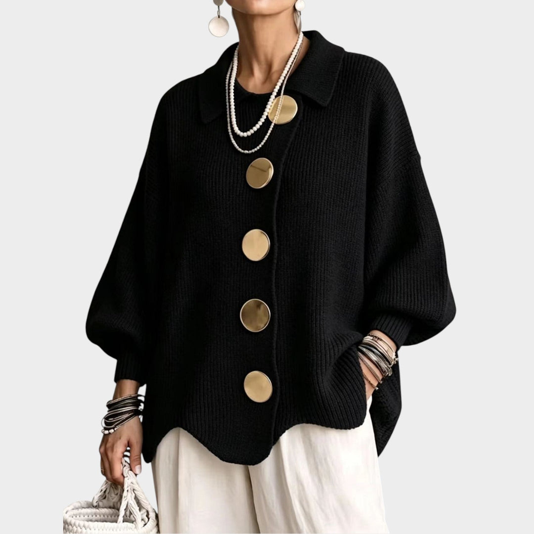Women's Knit Cardigan Gold Button Oversized