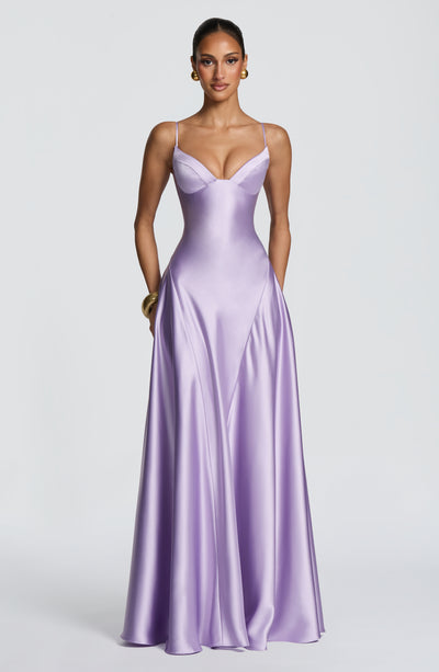 Elara | Women's Evening Satin Cupped Maxi Dress