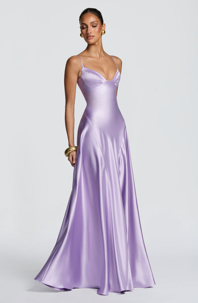 Elara | Women's Evening Satin Cupped Maxi Dress
