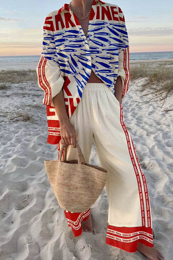 Linda | Elegant Printed Loose Fit Two Piece Summer Set