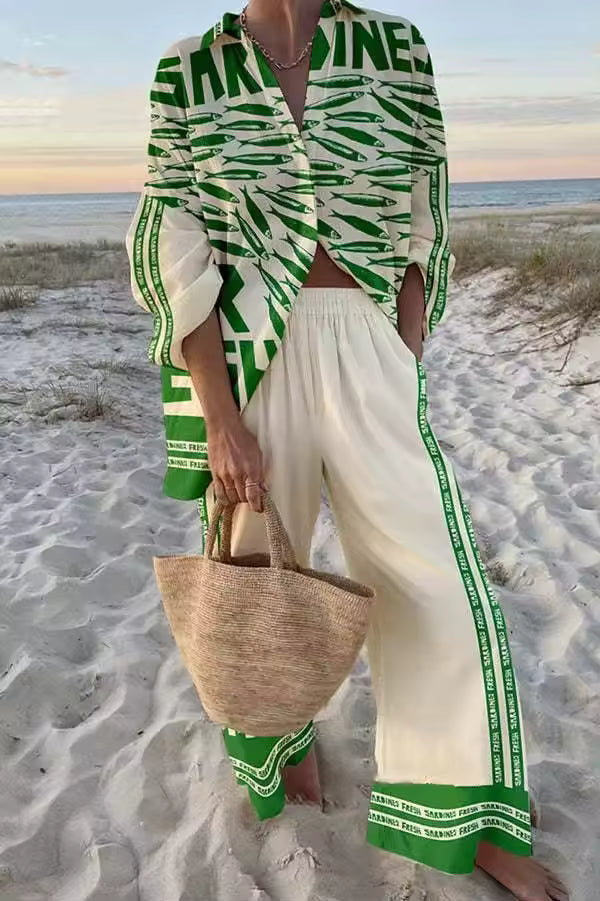 Linda | Elegant Printed Loose Fit Two Piece Summer Set