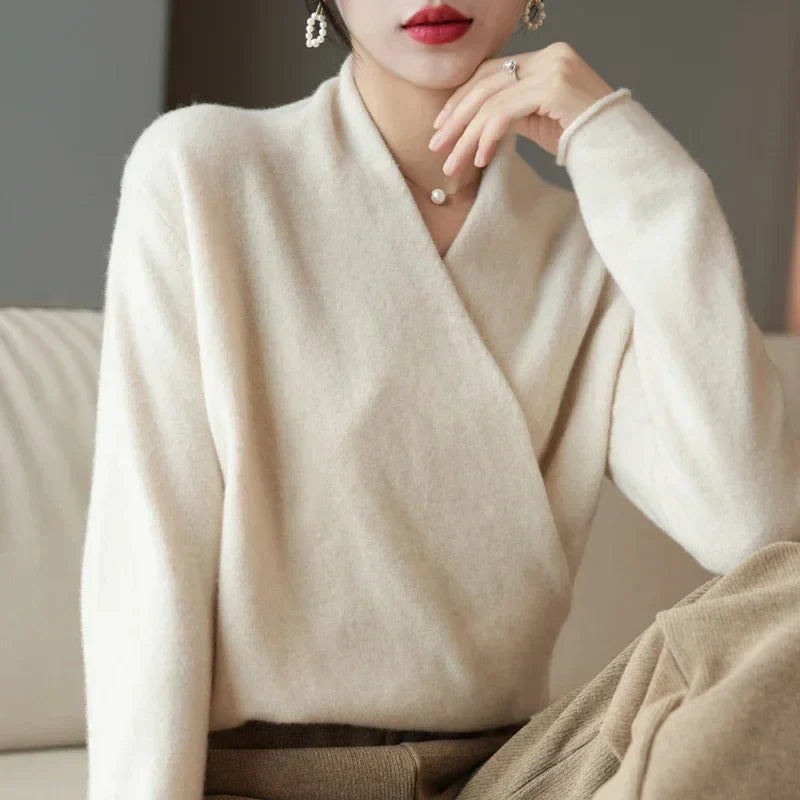 Mabel | Women’s Spring Wrap Neck Knit Top