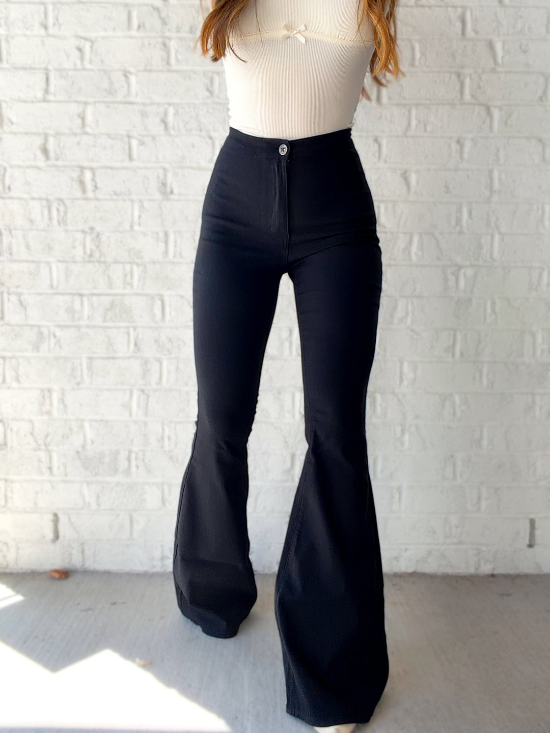 Fiona High Waisted Bell Bottom Flare Jeans - Black