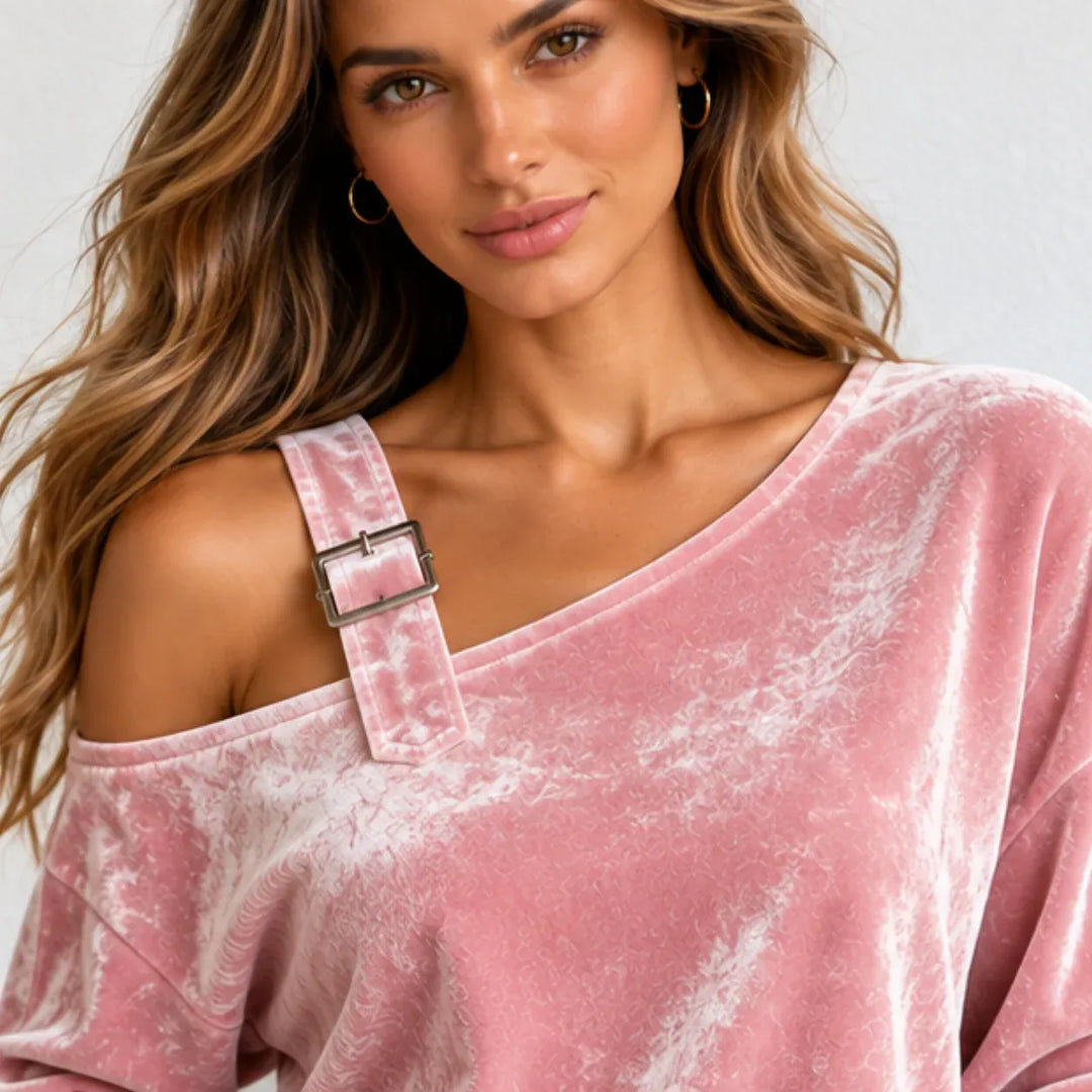 Women’s Off-shoulder Velvet Wide-Leg Two-Piece Set