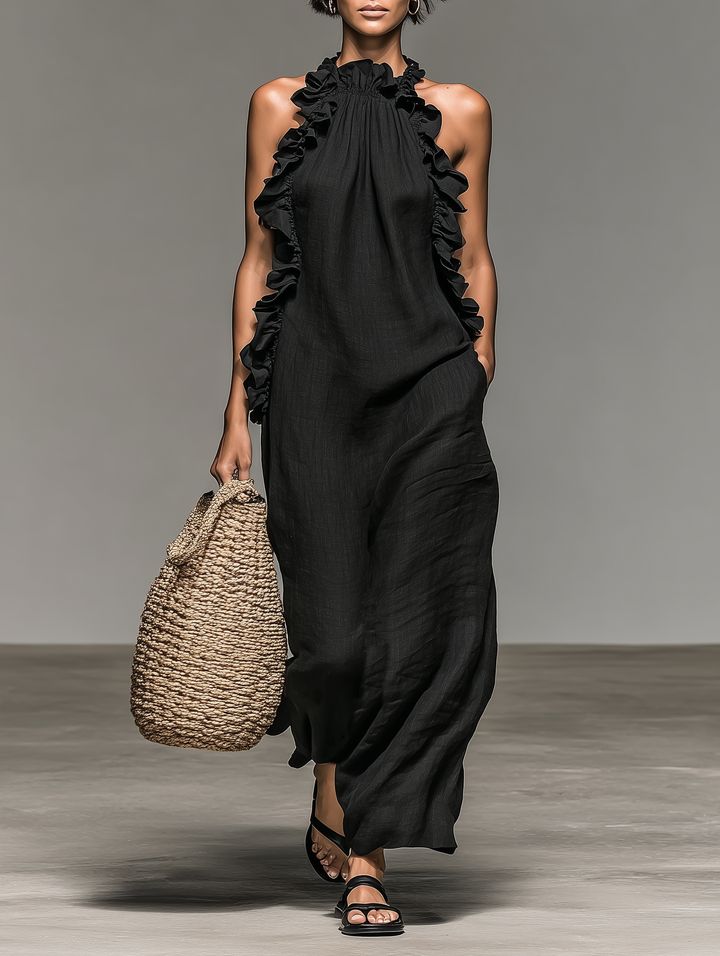Women's Minimalist Linen-blend Sleeveless Maxi Dress