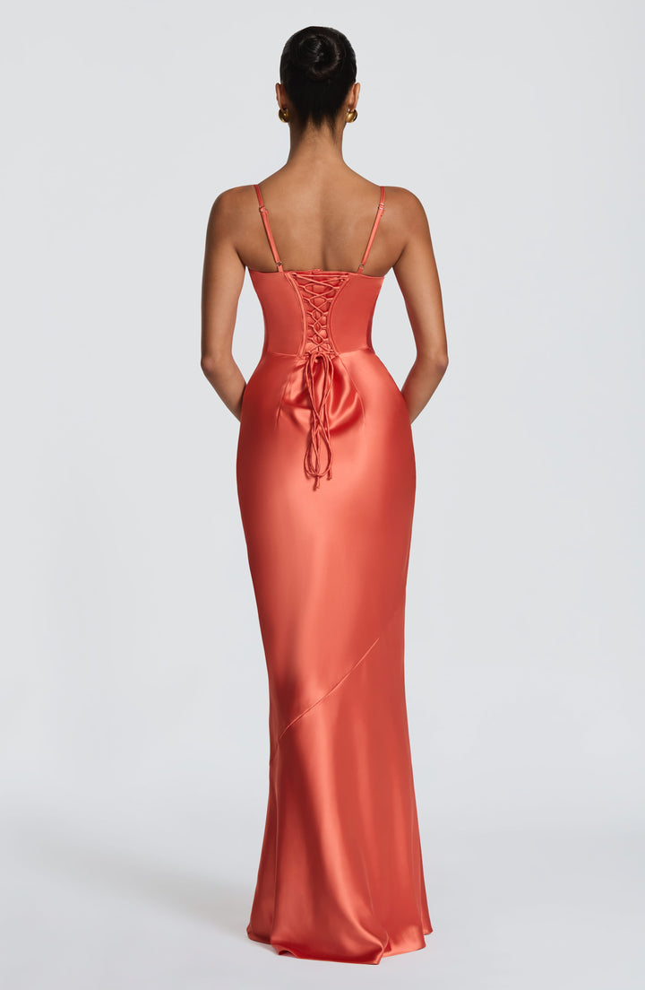 Fiona | Women's Evening Satin Cupped Maxi Dress