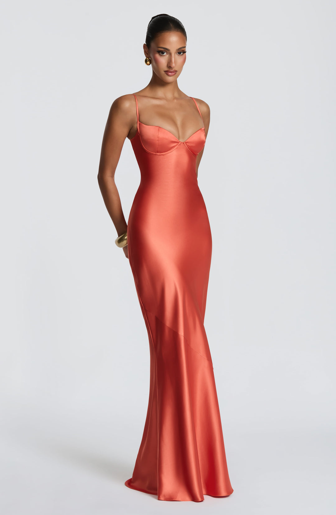 Fiona | Women's Evening Satin Cupped Maxi Dress