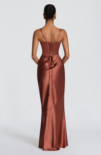 Fiona | Women's Evening Satin Cupped Maxi Dress