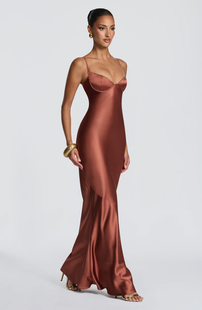 Fiona | Women's Evening Satin Cupped Maxi Dress