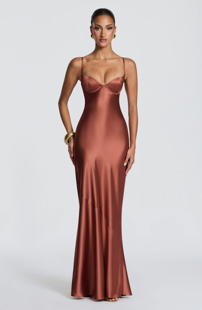 Fiona | Women's Evening Satin Cupped Maxi Dress