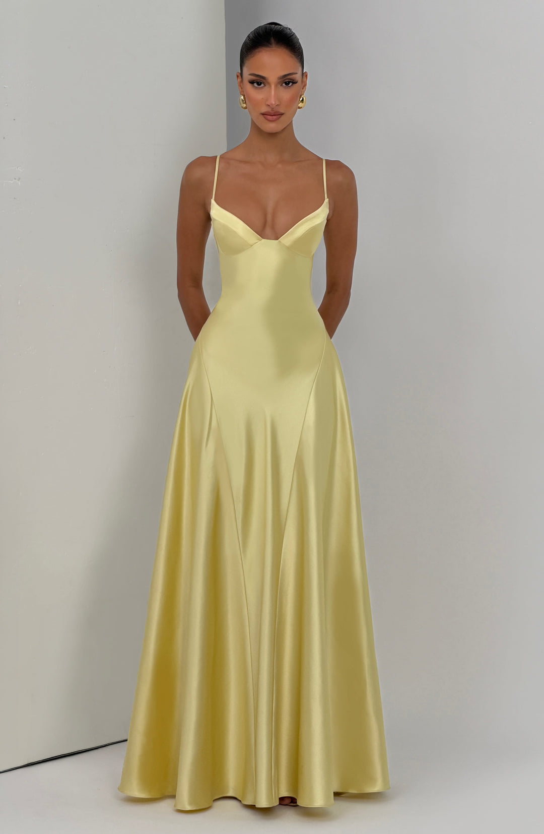Elara | Women's Evening Satin Cupped Maxi Dress